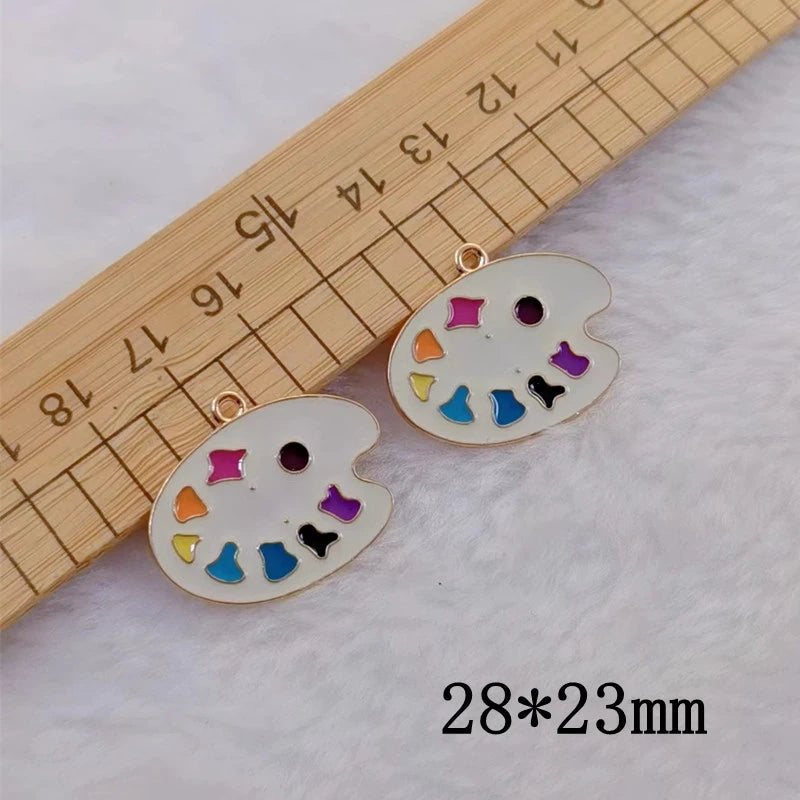 10pcs Enamel Charm Bright Artist Painting Palette Charm Pendant Suitable for Jewelry Making DIY Jewelry Handmade Craft Discovery