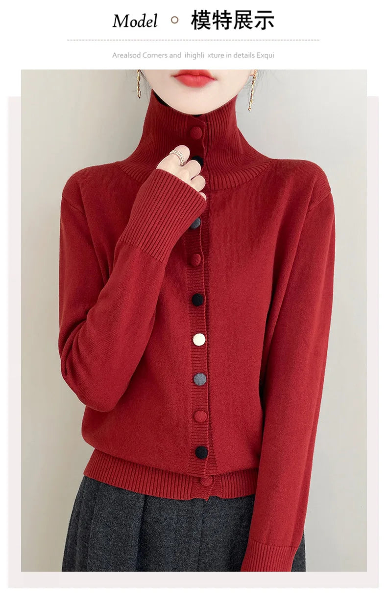 2024 New Cashmere Cardigan Women Long Sleeve Sweaters Cashmere Cardigan Autumn Winter Women  Knitwear Fashion Coat