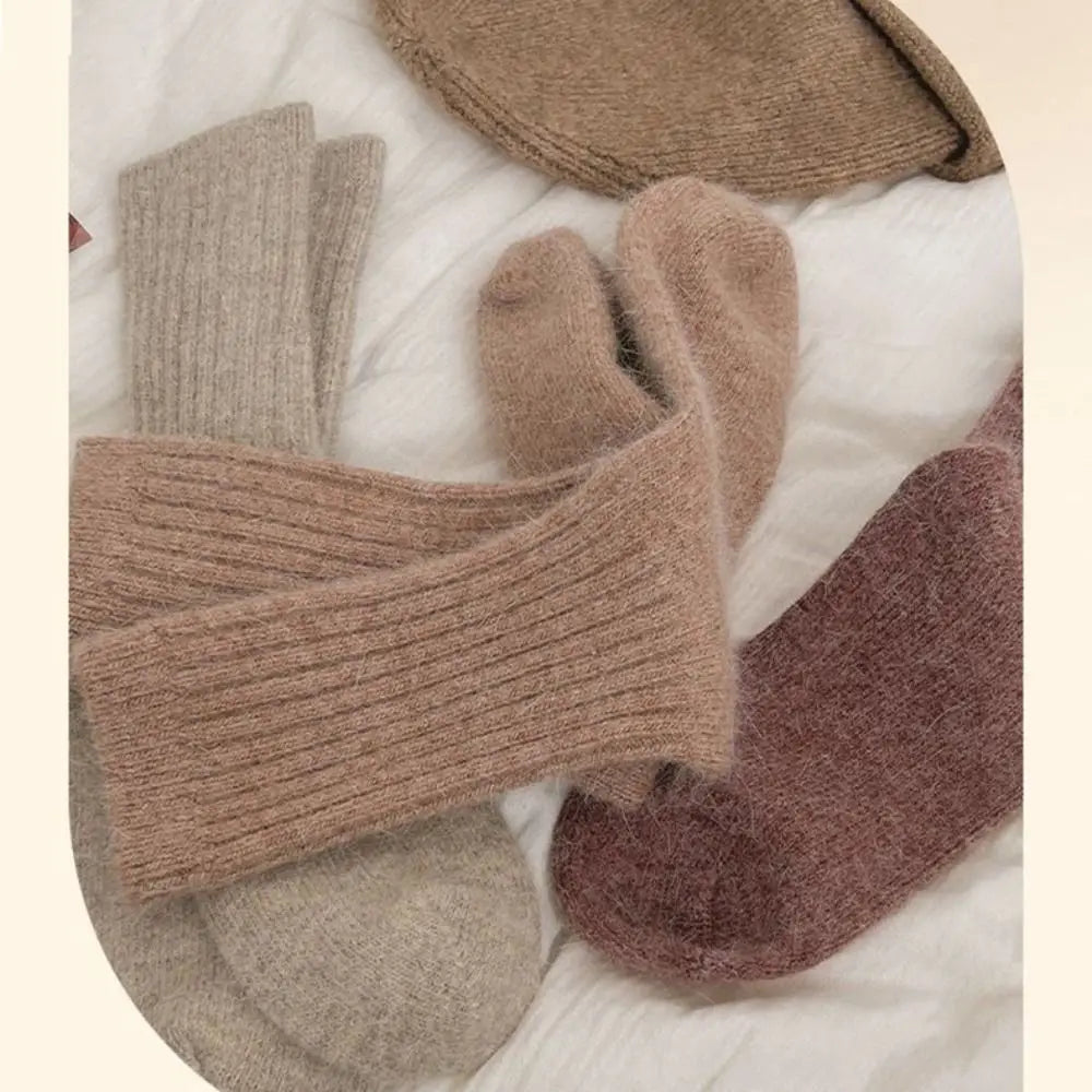 Fashion Cashmere Winter Warm Velvet Socks Thermal Thick Mid Tube Socks Stripes Long Socks For Women