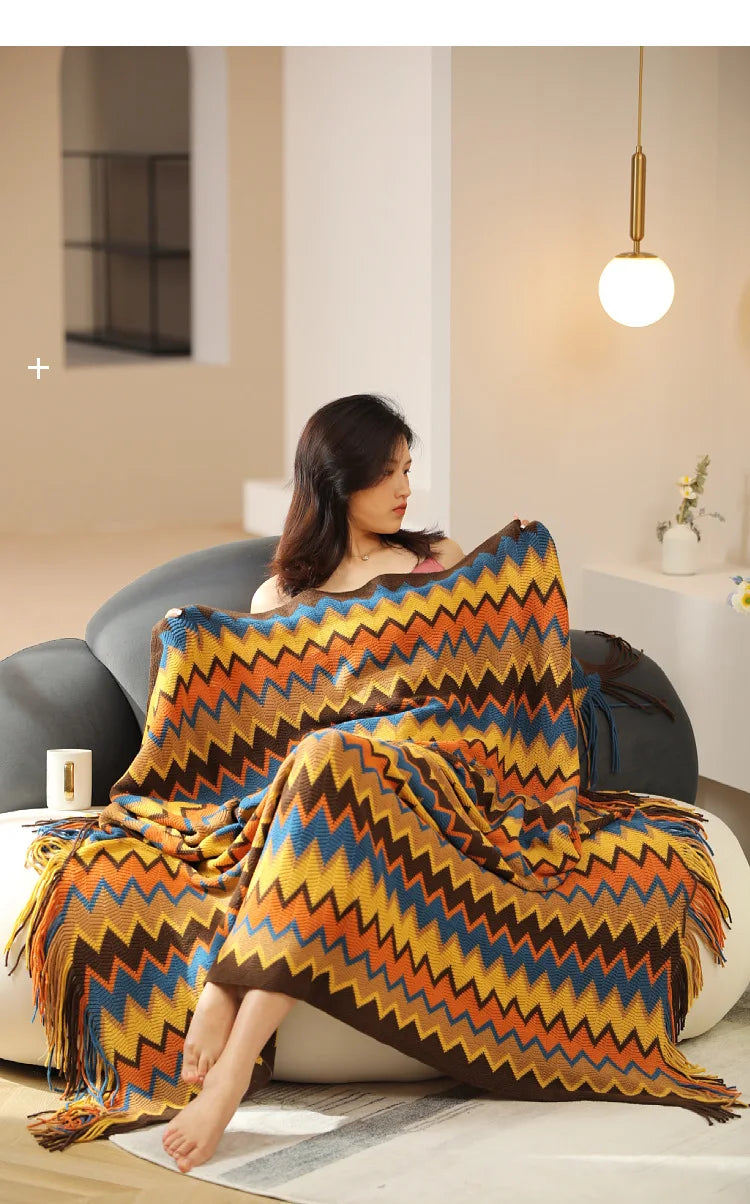 Boho Bed Plaid Blanket Geometry Aztec Baja Blankets Ethnic Sofa Cover Slipcover Decor Throw Wall Hanging Tapestry Rug Cobertor