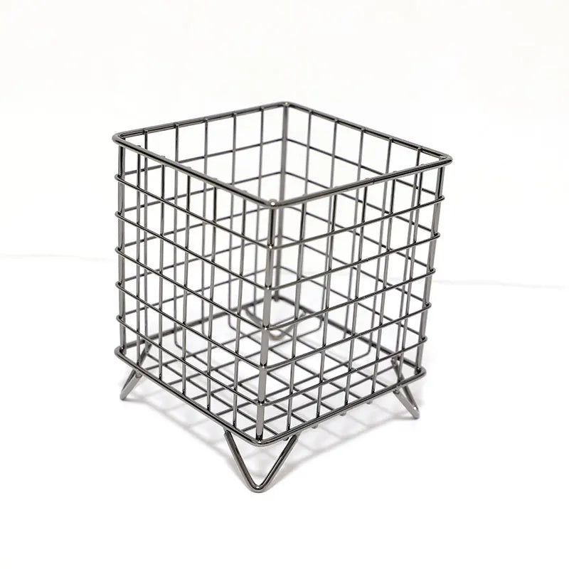 Sharkbang Metal Square Desktop Basket Makeup Sorting Storage Organizer Black Silver Gold Holder Stationery Supplies Basket