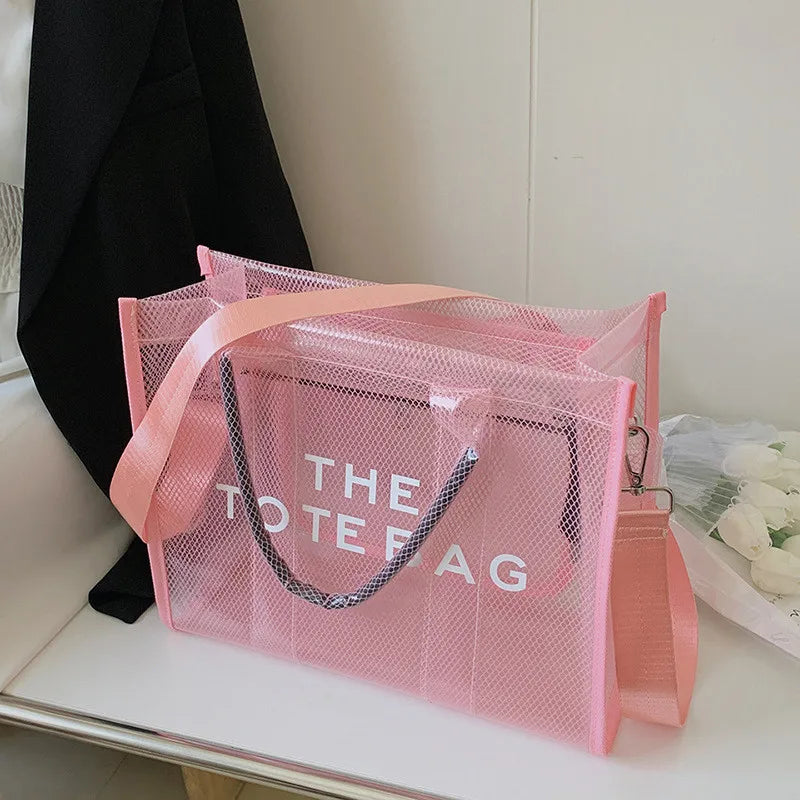 The Tote Bags For Women 2024 Summer New Luxury Designer Handbags Big Clear Beach Shopper Shopping Bag Large Totebag Square Purse