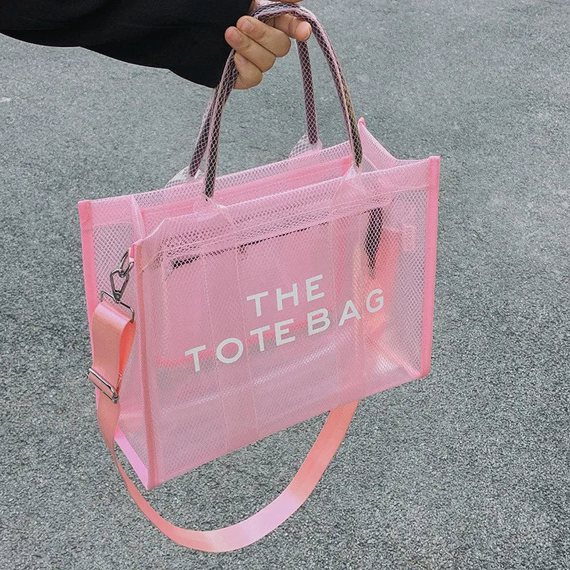 Summer The Tote Bags For Women Brand Designer Luxury Clear Beach Bag Ladies Pink Handbag Big Shopping Crossbody Totebag Hand Bag