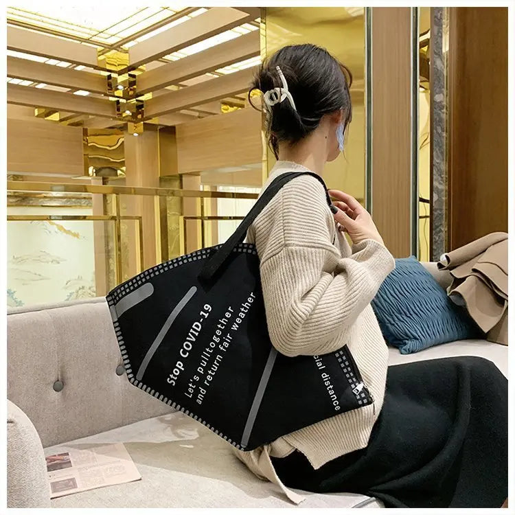 Mask Bag With Shoulder Strap Ladies Shopping Bags Unique Design Trendy Female Bags Money Storage Tote Size Small SizeL