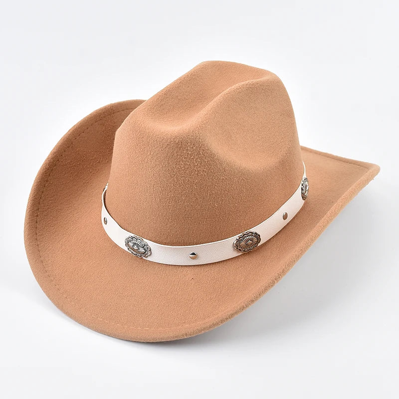 Western Style Cowboy Cowgirl Hat for Women's Fashions Felt Hats Suitable for Western Themed Events, Music Festivals, Matching