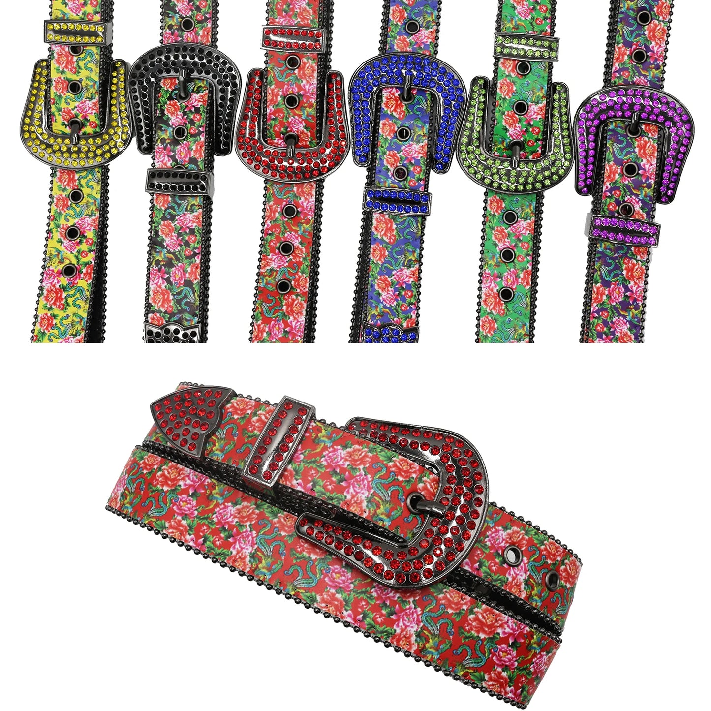 Printing  Rhinestone Western Belt Fashion Luxury Studded Belts for Men Strap Diamond White Belts Cowgirl Cowboy For Jeans