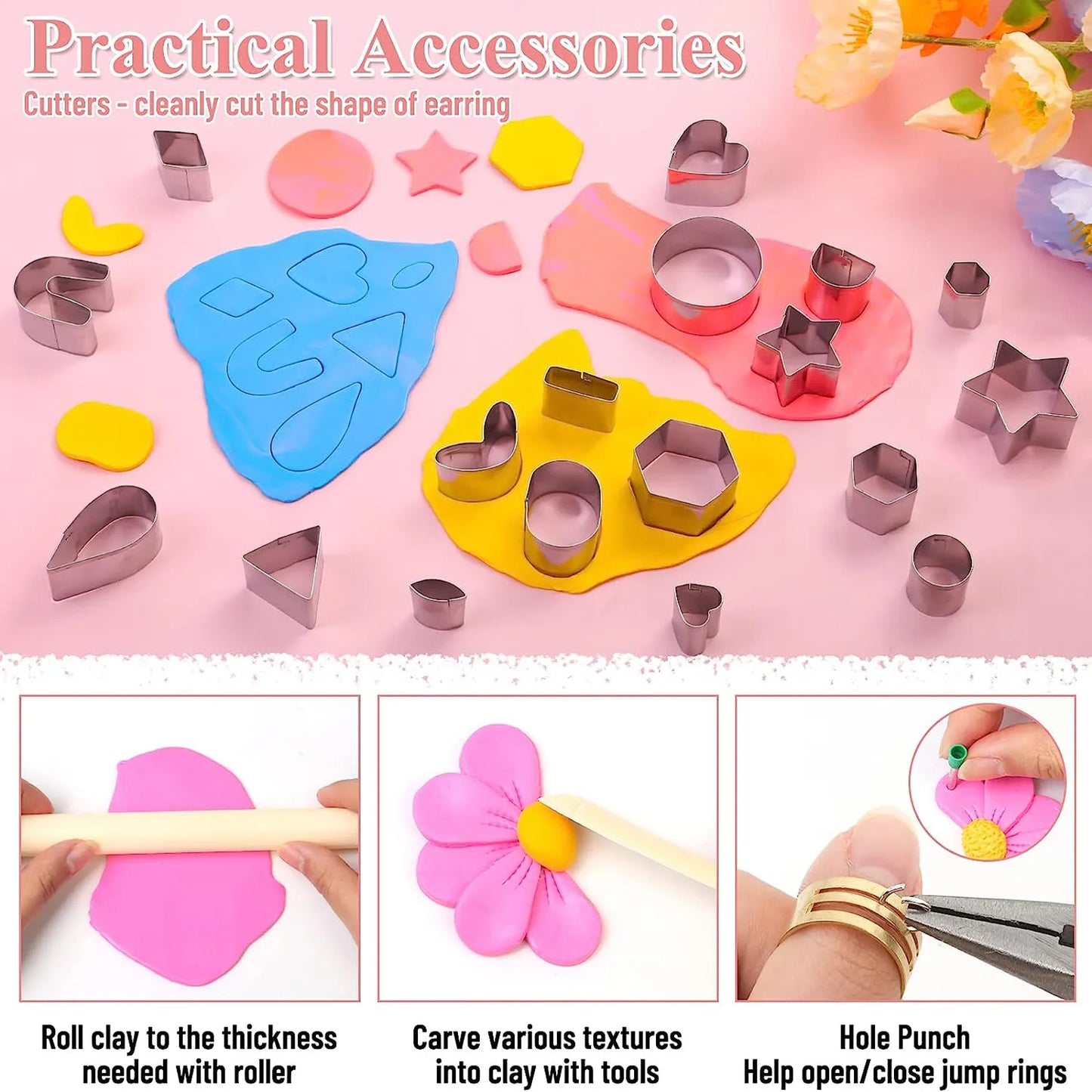 Polymer Clay Earring Making Kit Stainless Steel Cutters Mold Handmade Tool Pottery Diy Ceramic Craft Designer Jewelry Supplies