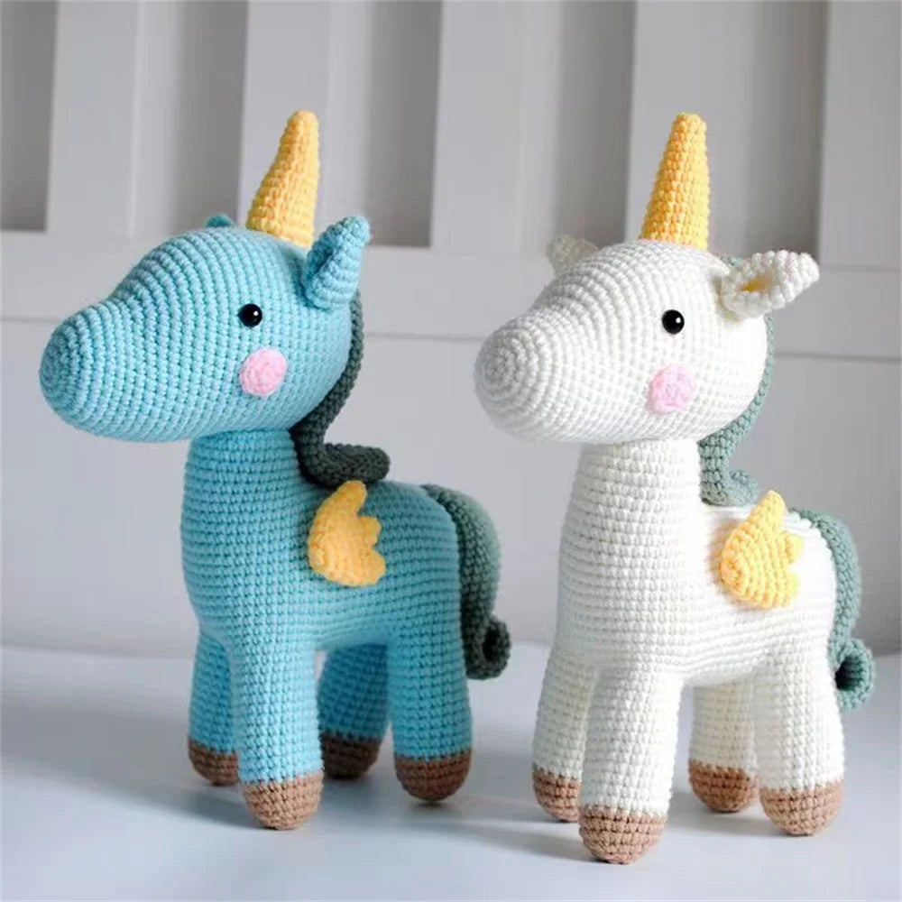 Unicorn Crochet Yarn Kit for Beginners DIY Animal Plush Doll Crochet with Yarn Hook and Accessories Hand Knitting Starter Kit Valentines Gift