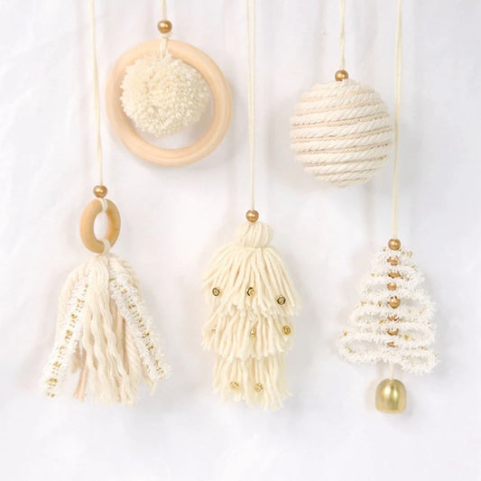 Creative Hand Woven Christmas Hanging Decorations Bohemian Macrame Ball Pendants Xmas Tree Drop Ornaments Home Party Supplies