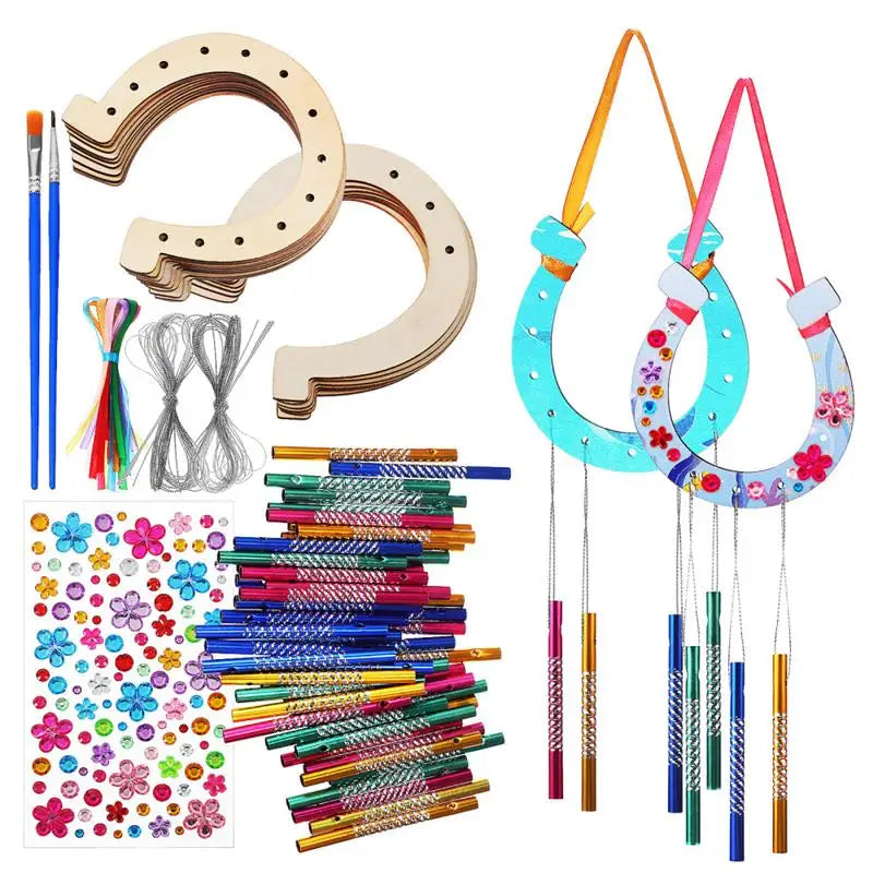 1 Set Wind Chime Kit Diy Wooden Wind Chime Horseshoe Wind Chime Birthday Wedding Decor Birthday Chime Set Crafts Pendant