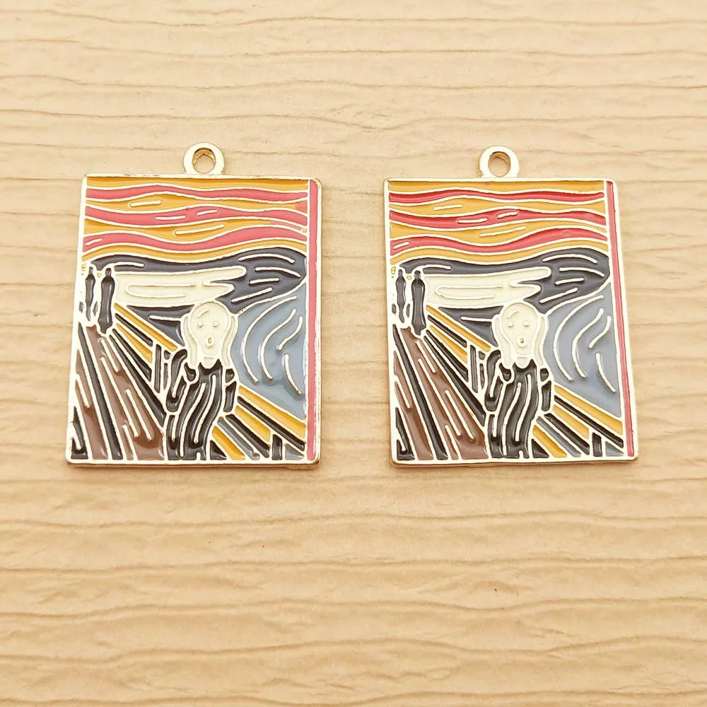 10pcs Enamel Abstract Painting Charm for Jewelry Making Earring Pendant Necklace Accessories Diy Supplies Zinc Alloy Gold Plated