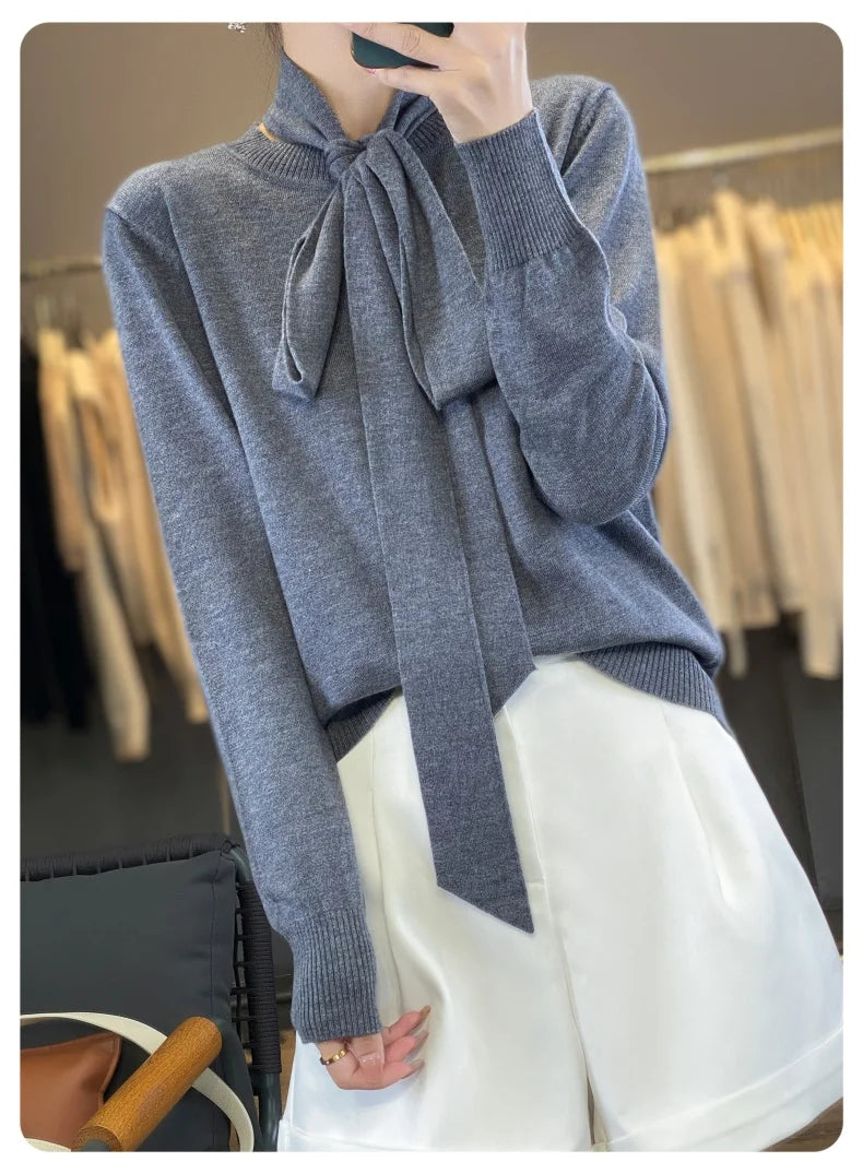 New round neck pullover sweater cashmere sweater women's autumn and winter knitted top long sleeved women's sweater