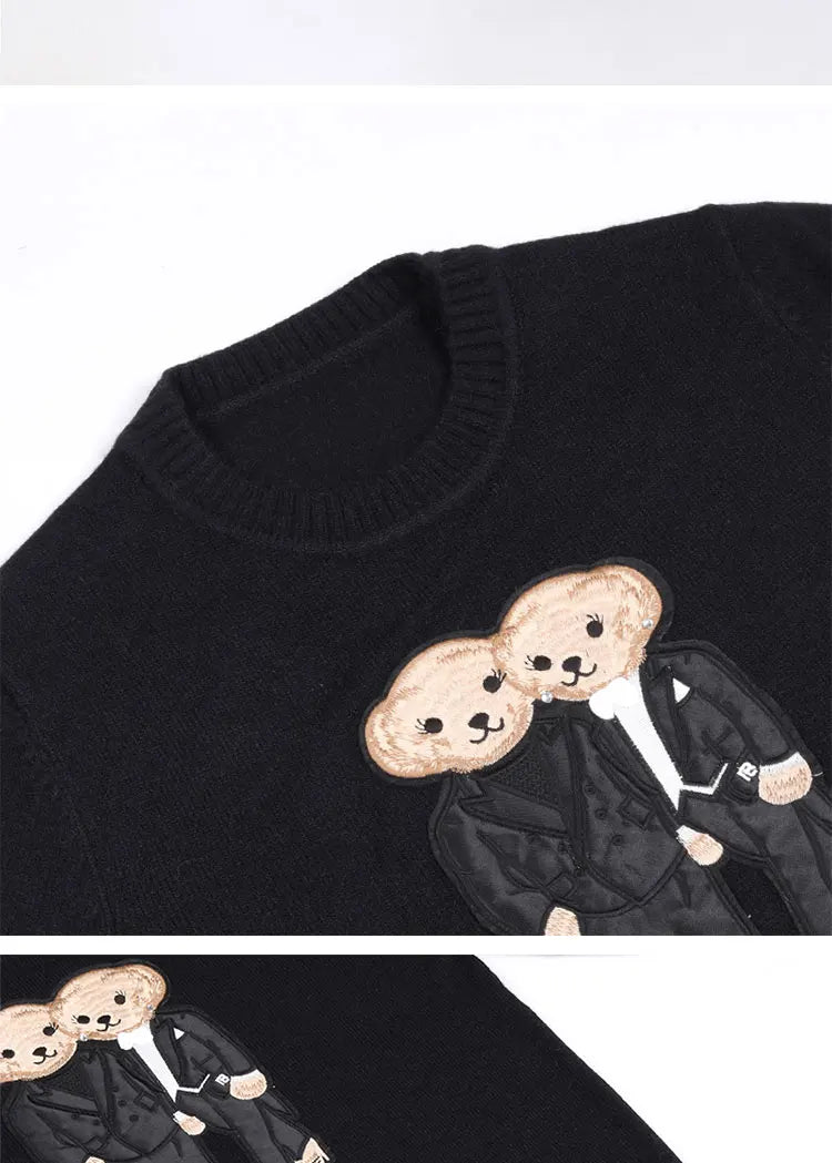 Tuxedo Bear Cashmere Sweater Knit Pullover Tops Long Sleeve O-neck Autumn Winter Women RL Knitted Coat Lauren's Jumper Knitwear