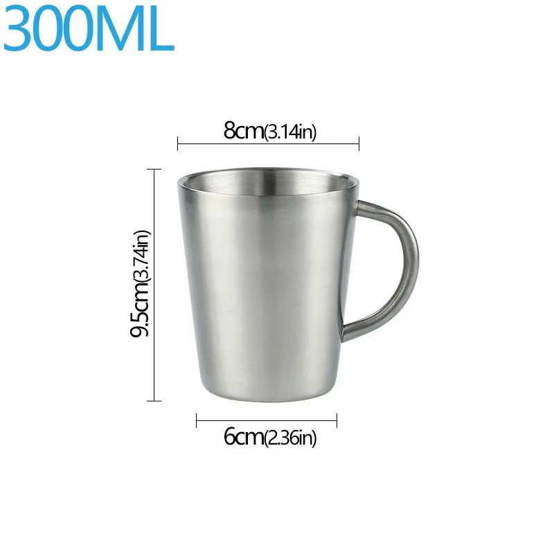 300ml 304 Stainless Steel Double Layer Mugs Portable Creative Water Cup Heat Insulation Cup Drinkware Household Kitchen Supplies