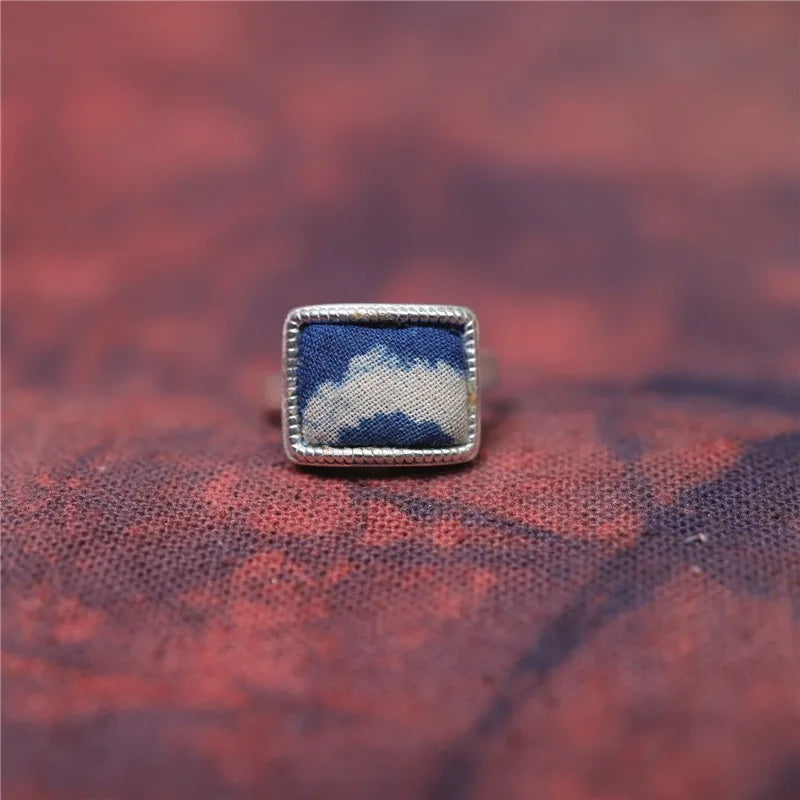 Old Chinese Miao Handmade Depiction Of Plant Dyes Adjustable Size Jewelry Ring