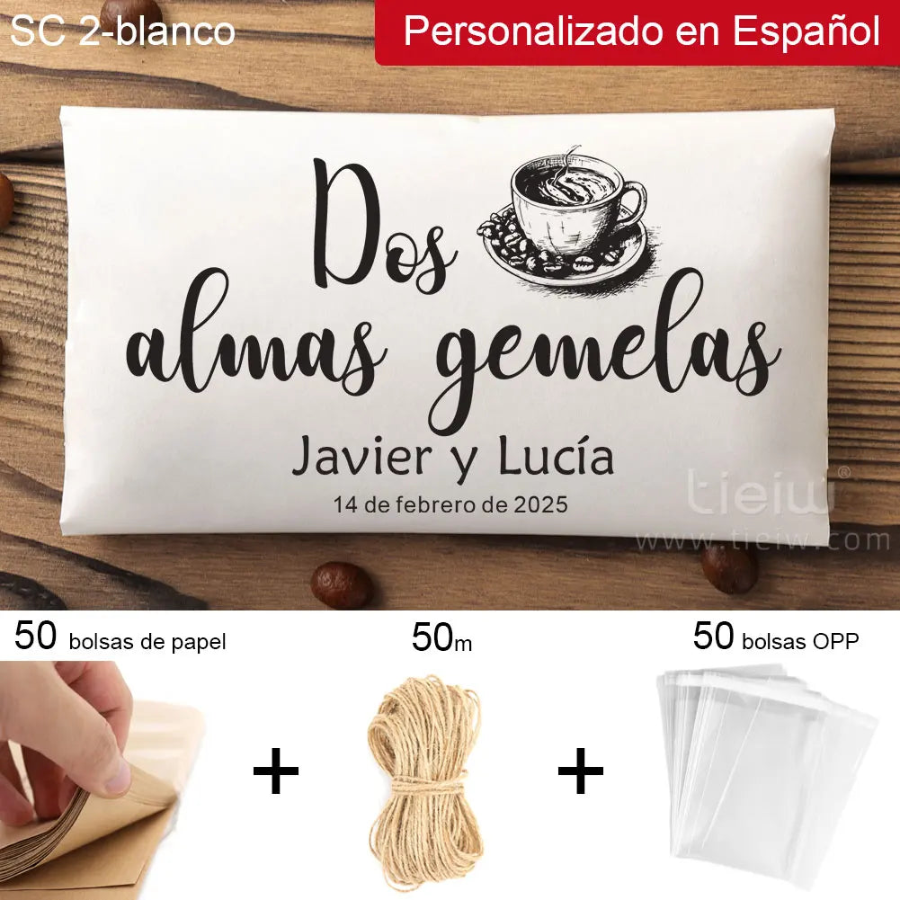 50PCS Bridal Shower Coffee Favor Bag Personalized Wedding Favor For Guest in Bulk Custom Kraft Paper Gift The Perfect Blend