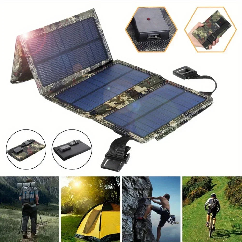 1PC Foldable Solar Panel, Portable Flexible  5V USB Foldable Solar Panel, Used for Small Batteries Outdoor Lighting Accessories