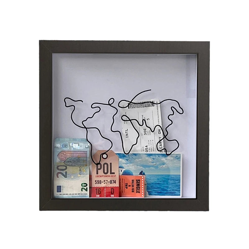 Adventure Archive Boxes Travel Ticket Shadow Box With Slot Memory Boxes Keepsakes Money Ticket Holder Map Storage Frame Holder