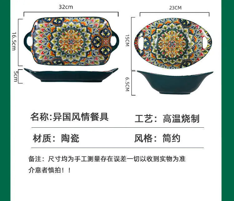 Polish style ceramic dishes household creative baking tray fruit salad mashed potatoes Noodles bowl cake plate Kitchen supplies