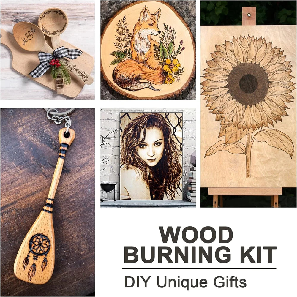 Professional Wood Burning Tool Kit - Adjustable 60W Pyrography Pen with Replaceable Tips for Carving, Engraving, Soldering