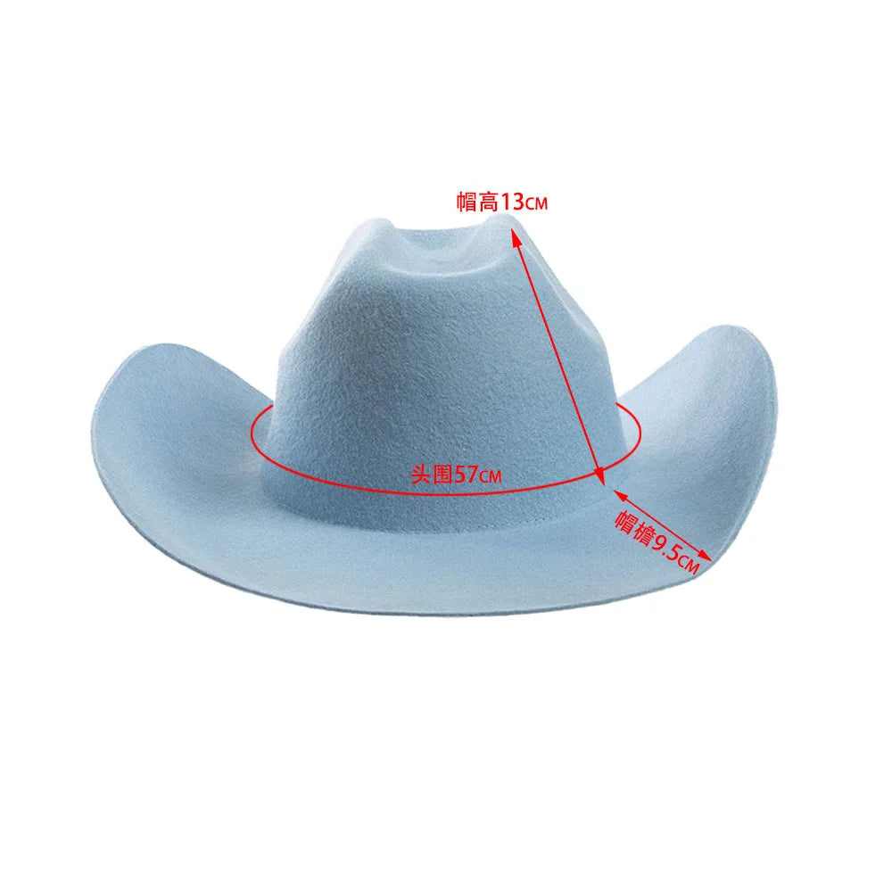 Cowboyhat autumn and winter new wool felt cowboy hat jazz hat European and American fashion casual curling cowboy hat