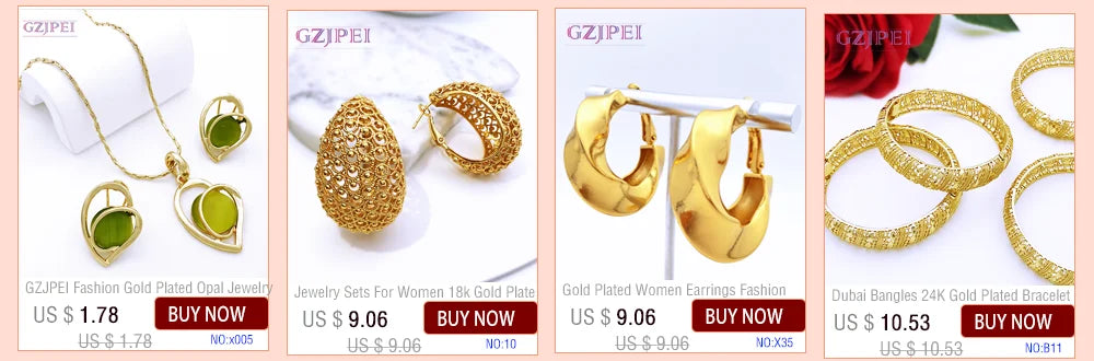 Women Jewelry Set Colorful Classic Design 18K Gold Plated Necklace Earrings Bracelet Ring 4PCS Set Jewelry Wedding Party Gift