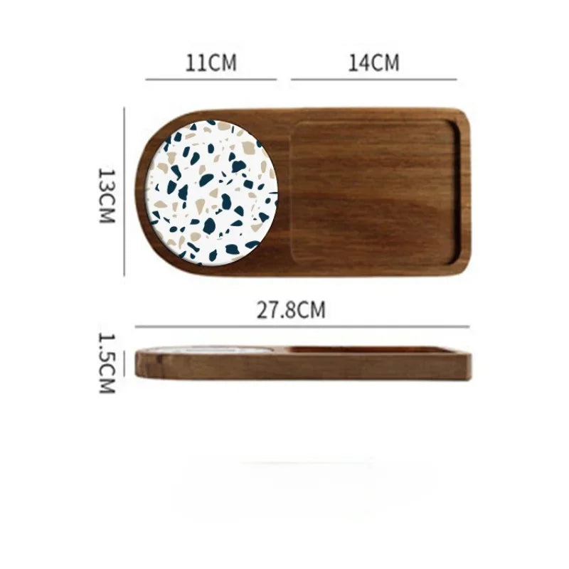 Bread cutlery wooden tray retro pastry dessert afternoon tea snack  tea tray suitable for home kitchen decoration accessories