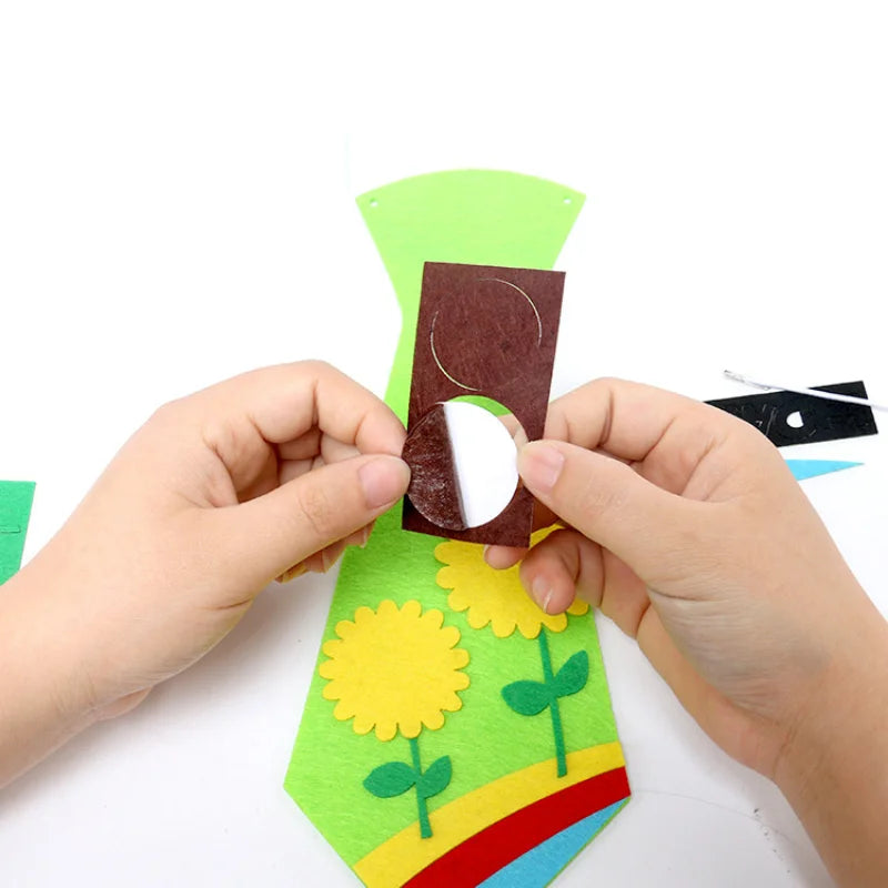 Kids DIY Ties Crafts Kindergarten Children Handmade Tie Educational Toys Fathers Day Birthday Gifts children Non Woven Clothing