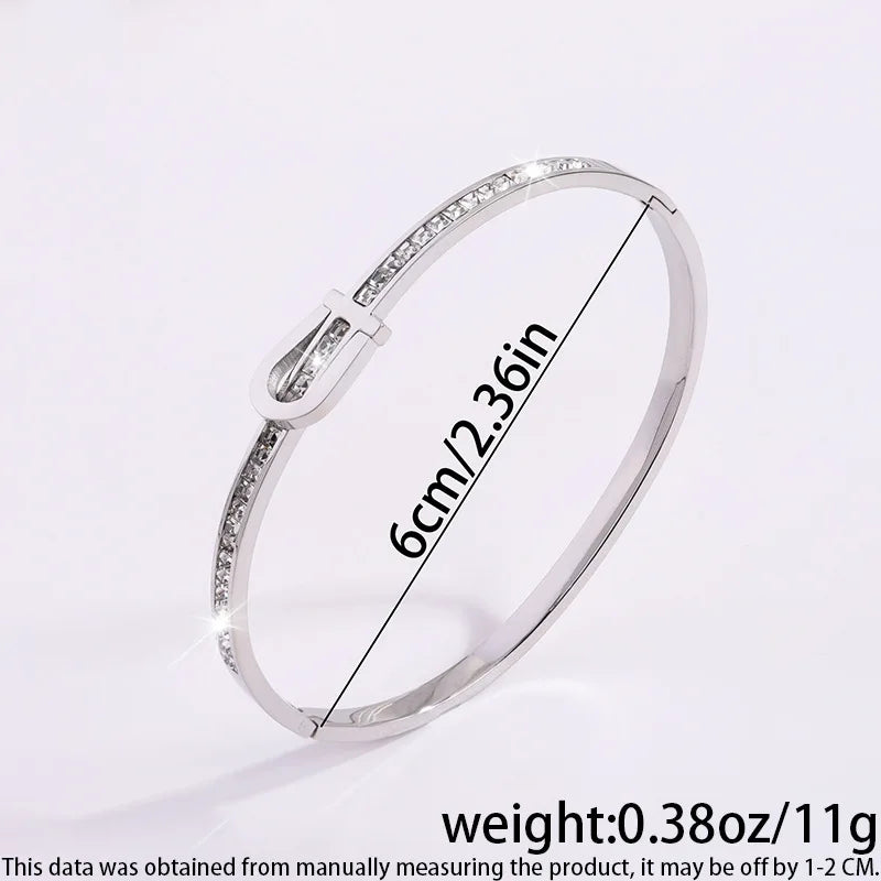 Punk Gold /Silver Color Stainless Steel Colorfast Horseshoe Buckle Bracelet for Women Fashion Light Luxury Jewelry Wholesale