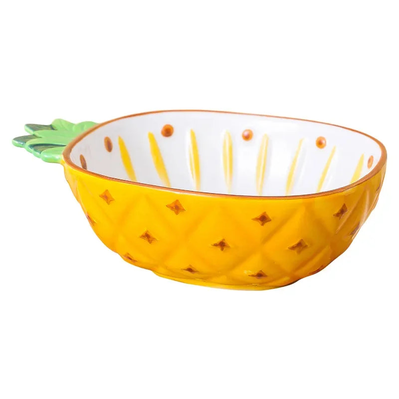 1pcs Creative Fruit Series Hand-painted Ceramic Tableware Cute Red Strawberry Lemon Pineapple Rice Dish Plate Salad Bowl