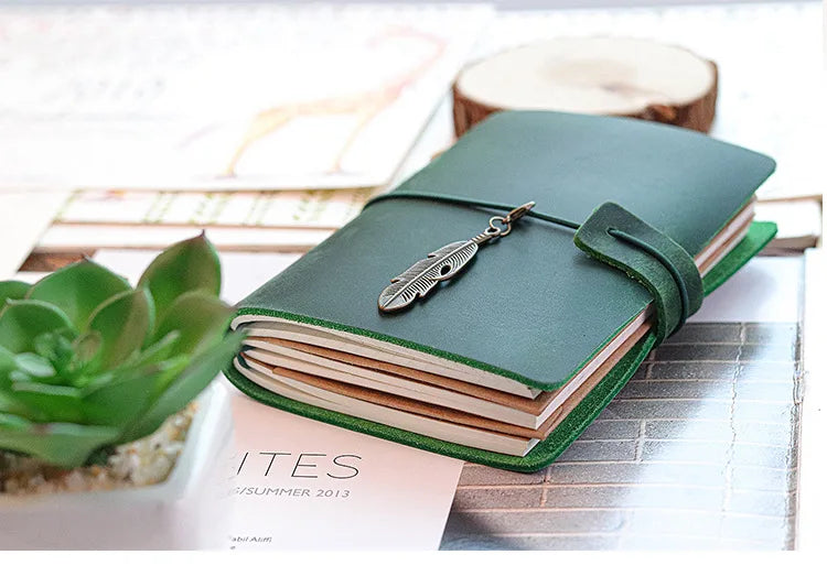 Vintage Genuine Leather Travel Notebook Traveler Diary Trip Journey Handmade Cowhide Sketchbook Planner Replaceable Inner Pages