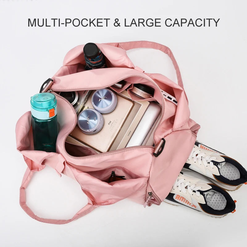 Women Large Capacity Travel Handbag Casual Multi Layer Pockets Shoulder Bag Girls Sports Yoga Luggage Storage Duffle Pack Tote