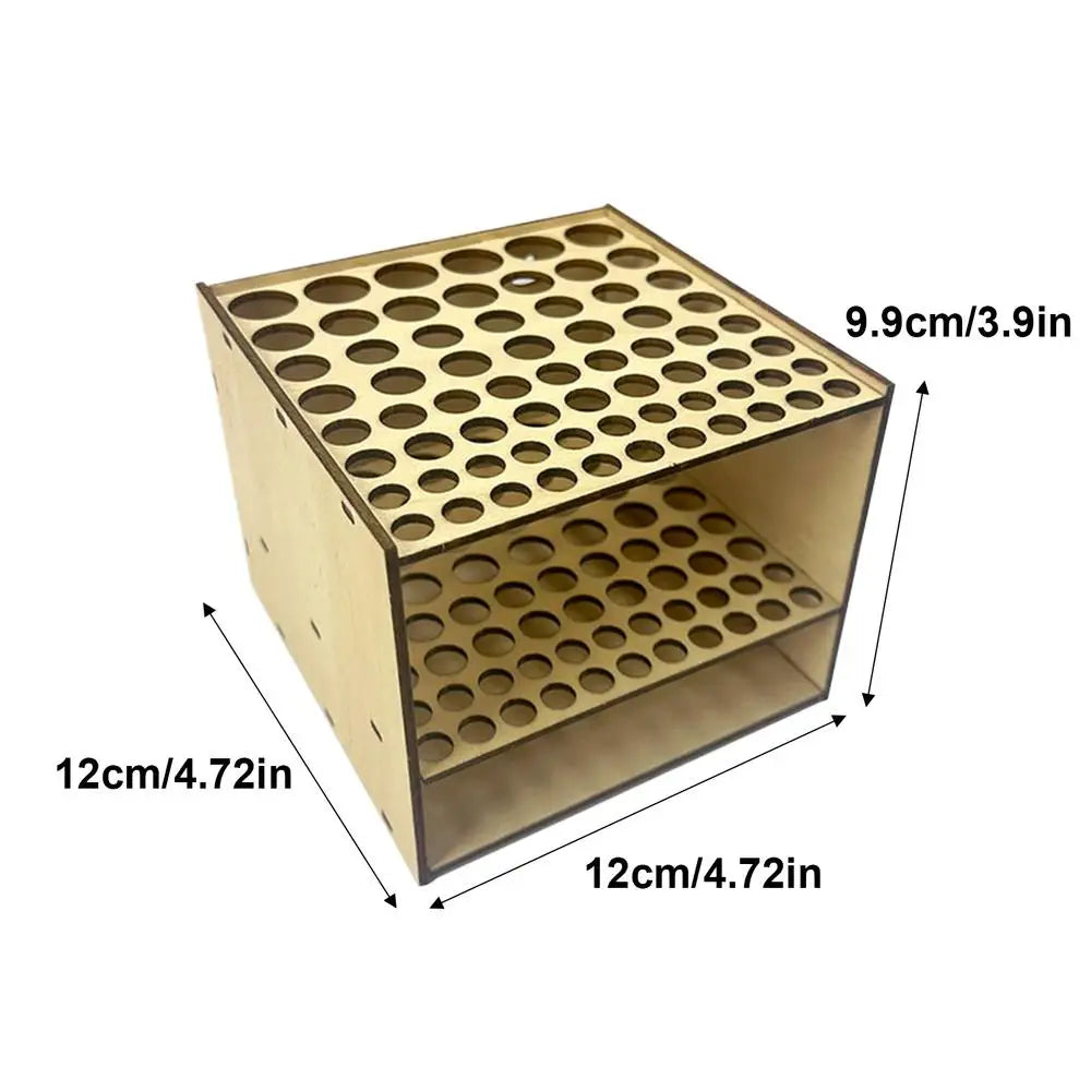 pen Holder Painting Brush Holder 67 Holes Wooden Paint Brush Square Display Stand Desk Organizer Makeup Brush Shelf Art Supply