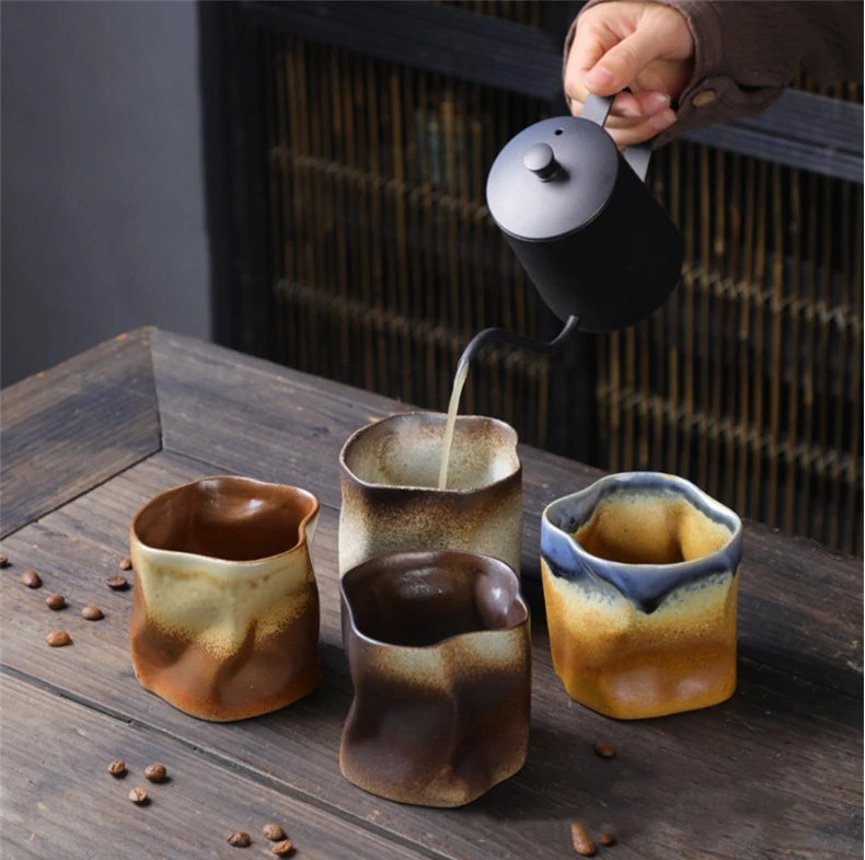 Creative Coffee Cup Personalized Irregular Retro Mug Japanese  Coarse Pottery Cup Household Multi-function Ceramic Tea Cup