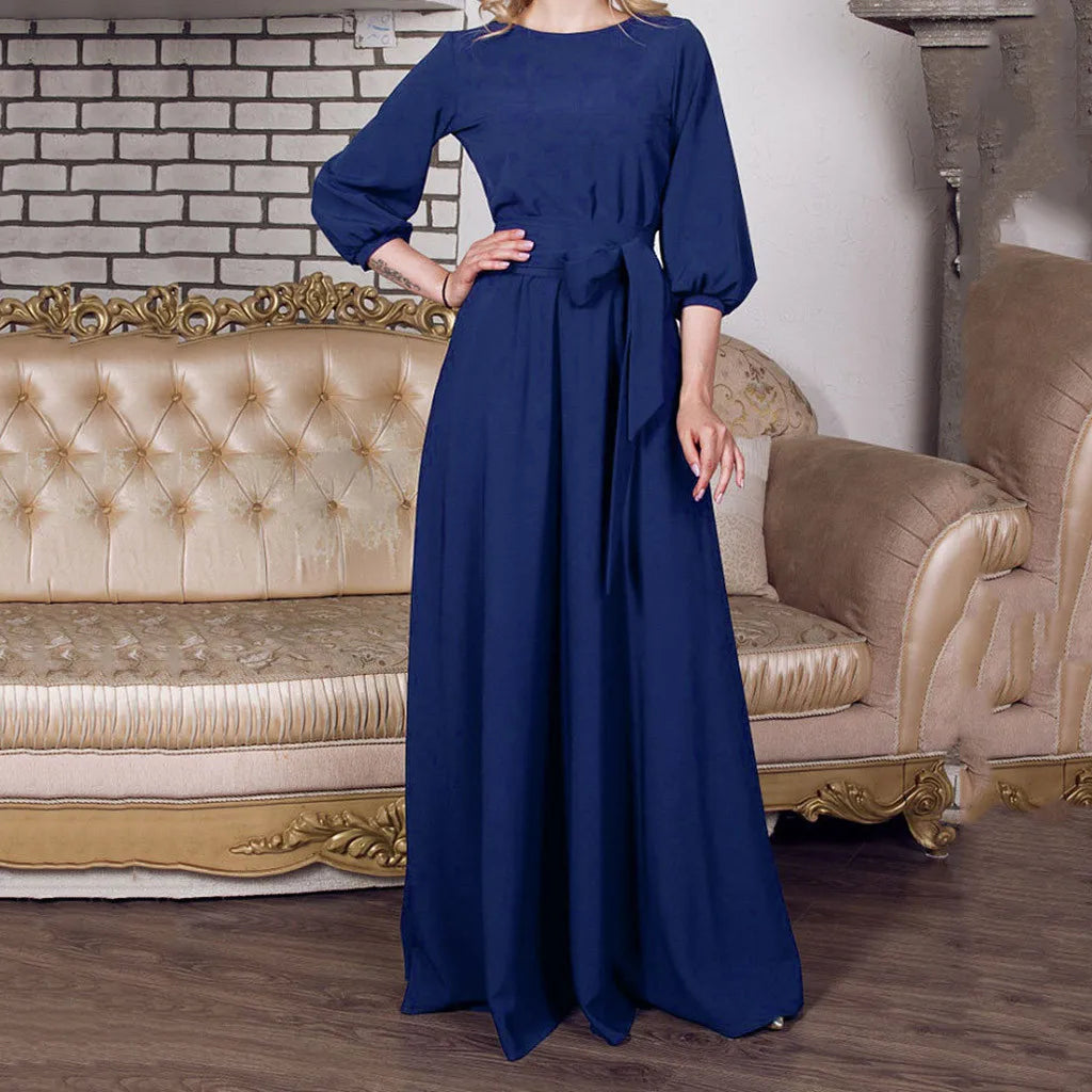 2024 New Vintage Bandage Maxi Dress Women Lantern Sleeve Long Party Dresses Autumn Elegant Luxury Guest Wedding Evening Vestidos