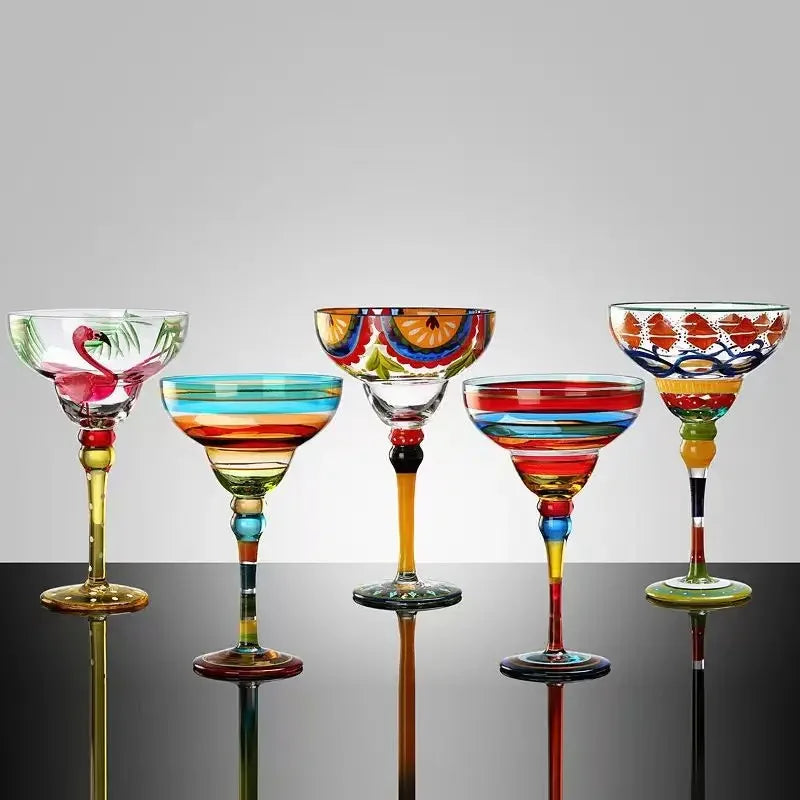 Handmade Colored Cocktail Cup Margarita European Cup Champagne Cup Creative Wine Glass Family Bar Wedding Party Wine Glass