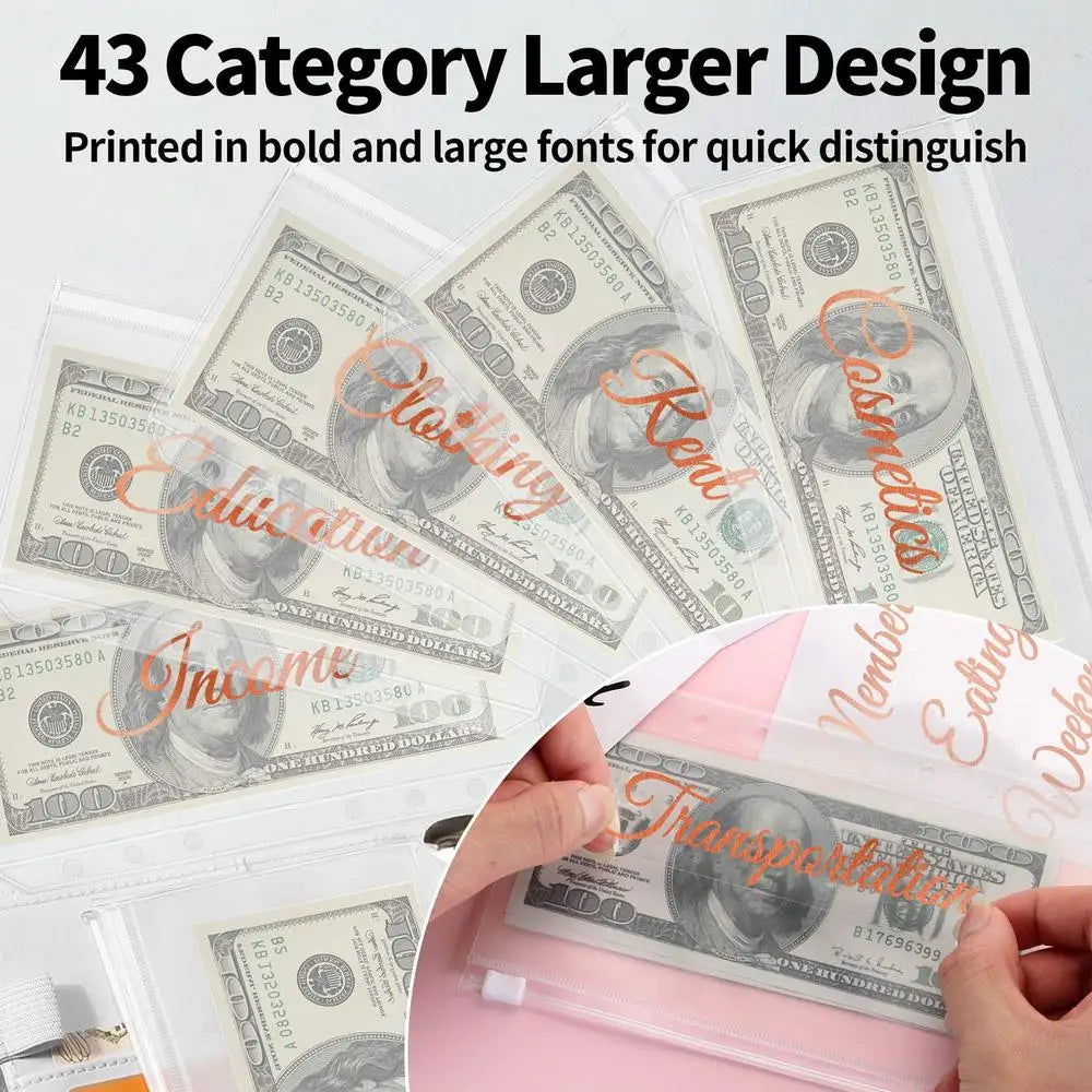 Mini Binder With Cash Envelopes Money Cash Saving Budget Book Eye-Catching Money Saving Accessory For Home Offices And Schools