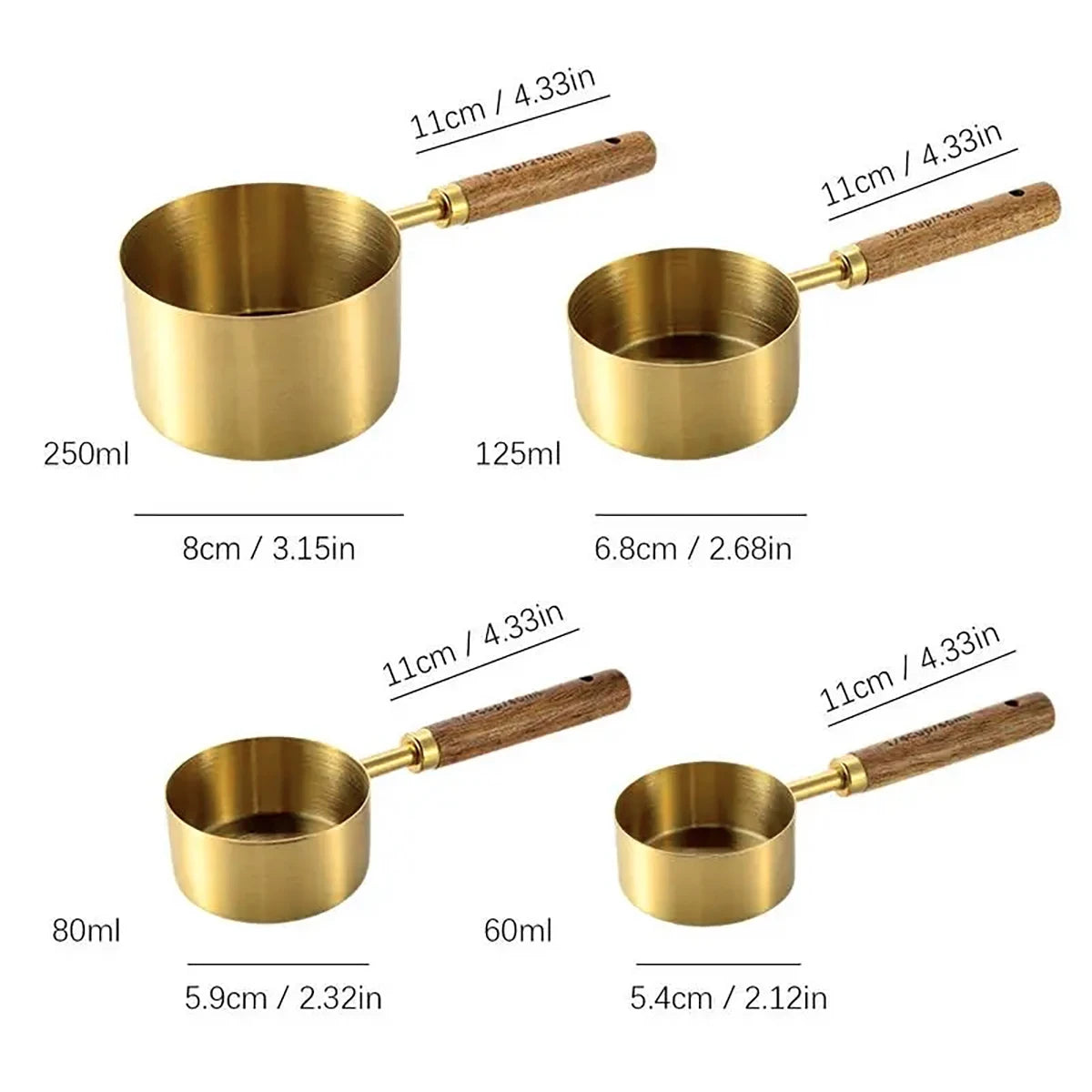 4Pcs Measuring Cups Stainless Steel Tablespoons Kitchen Measuring Spoon Set Home Measuring Cups and Spoons Set