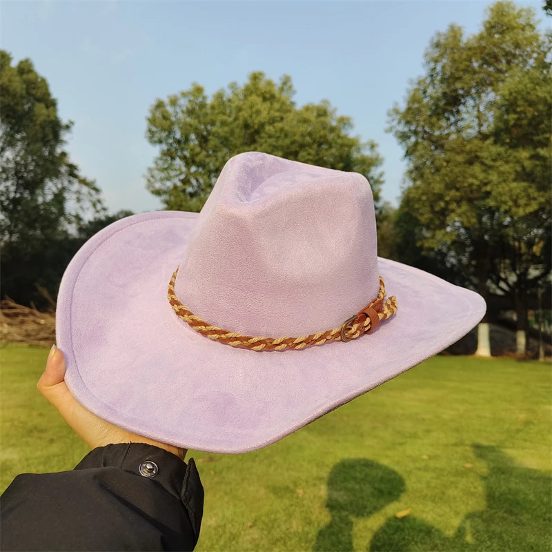 vegan suede Cowboy Hat for men retro suede cowboy Hat women Jazz hat wide brim Felt Fedora Hat vintage Panama sombrero hombre