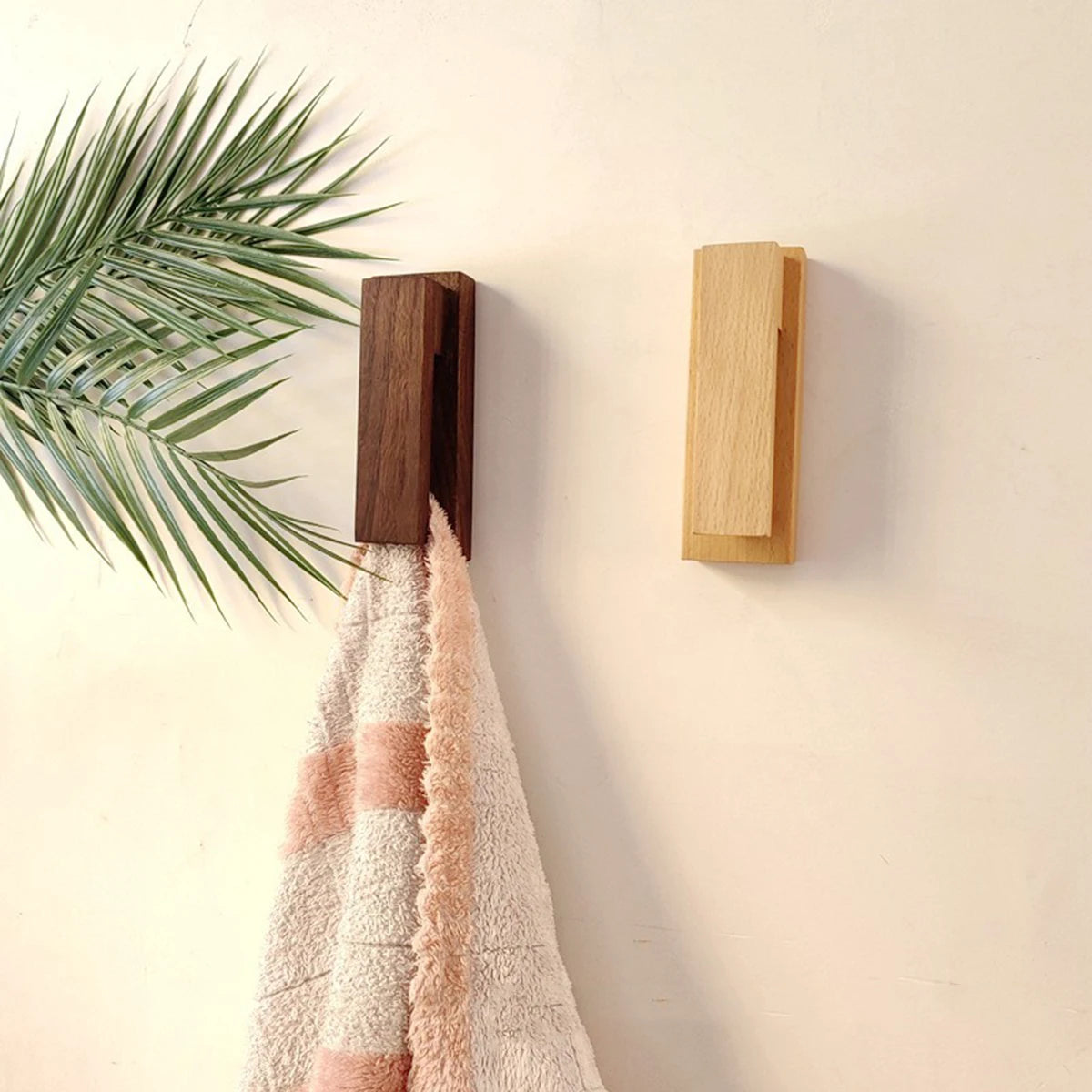 Nordic Wooden Towel Hook For Bathroom And Home Storage With Strong Adhesive Wall Mount Home Wall Decoration Storage