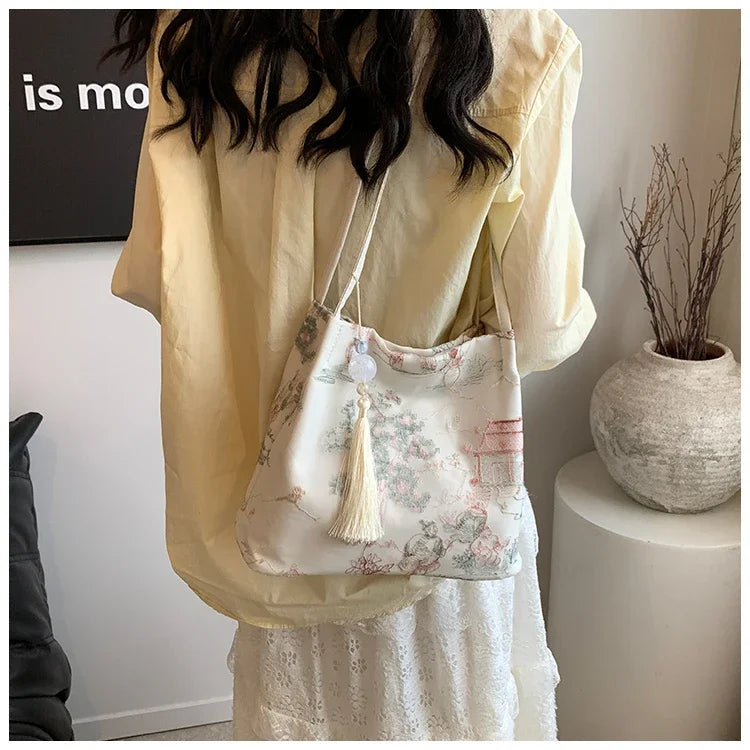 Exquisite Retro Embroidery Shoulder Bags High Quality Sense of Luxury Unique Design Tote Bags for Women 2024 Hot Chinese Style