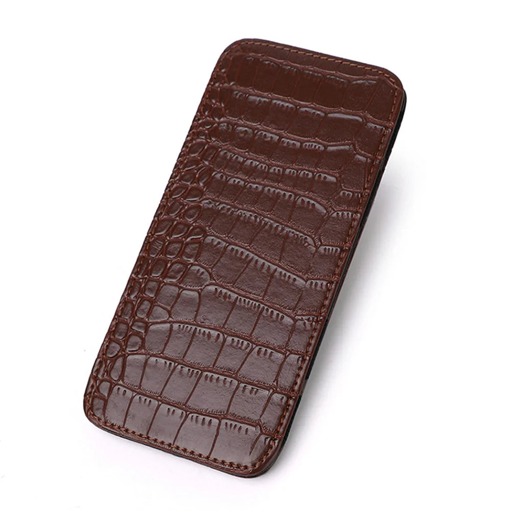 Long Crocodile Print Money Clip Men Multicard Slot Pu Leather Card Case Travel Document Organization Solid Color Women'S Wallet