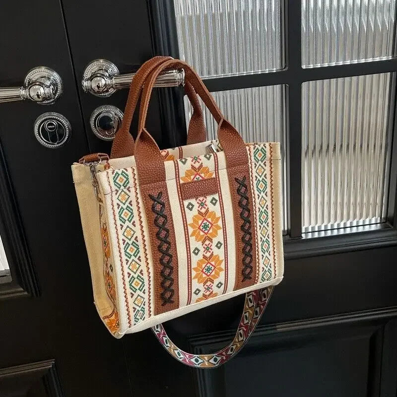 Luxury Designer Handbag for Women Shoulder Messenger Sacs Female Cotton and Linen Print Bohemian Handbag New Small Tote Bags