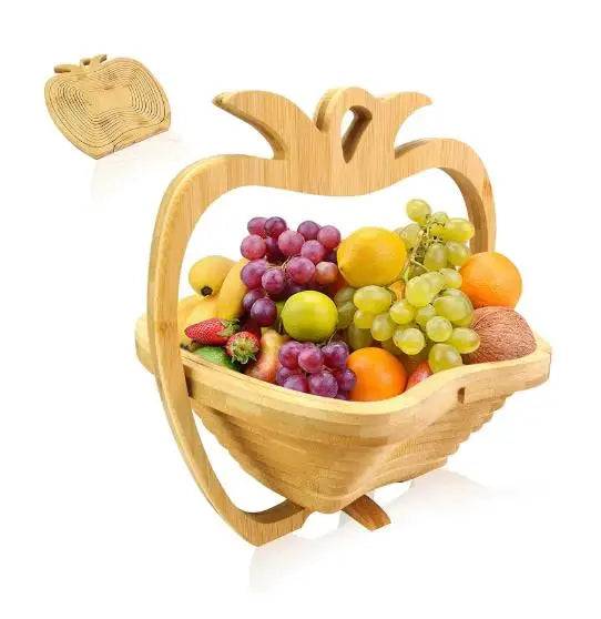 Foldable Fruit Basket Portable Bamboos Creative Snack Plate For Christmas Party Eco-Friendly Food Storage Organizer Kitchen Tool