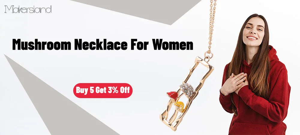 Makersland Unique Mushroom Necklace For Women Cute Mushroom Pendant Jewelry Gifts Fashion Chain Necklaces For Girls Wholesale