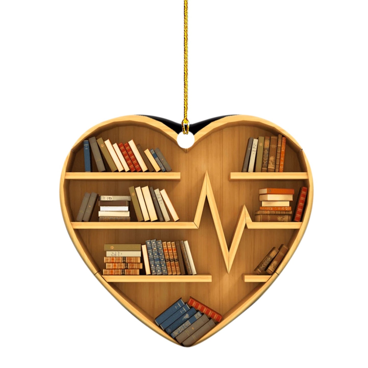 Book Lovers Heart Shaped Bookshelf Pendant Acrylic Craft Crystals Hanging Room Ornament Christmas Beard Decorations Car decor