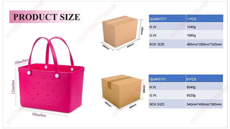 XL Extra Large Bogg Bag EVA Rubber Waterproof Beach Pool Storage Basket Women Travek Shopping Handbag Sac Bogg Jelly Tote Bag