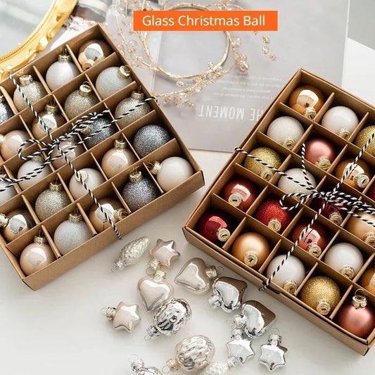 25pcs 4cm Glass Christmas Balls Set Multicolor Christmas Decorations 2023 New Year Xmas Tree Ornaments for Home Party