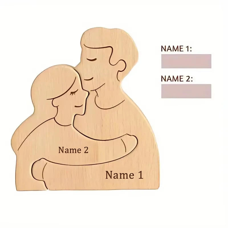 Wooden Family Puzzle Personalized Puzzles 2-5Names Birthday Anniversary Wedding Gifts for Women Men Customized Home Decor Valentines Gift