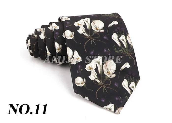 Vintage Imitation Silk Ties Men's Fashion 8cm Graffiti Painting Floral Necktie For Men Wedding Business Soft Printing Tie Wed Gi